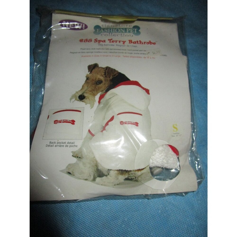 Fashion Pet Dog Pet Spa Terry Bathrobe Red White Small S